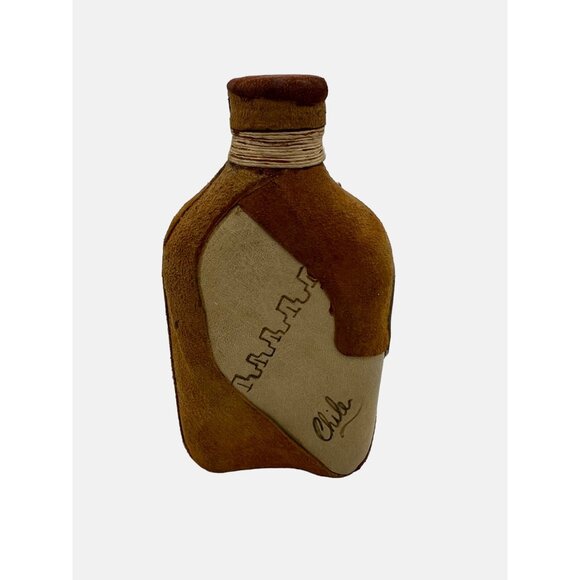 Vintage Leather Covered Glass Bottle From Chile with Removable Cap 6" Tall - Picture 1 of 6